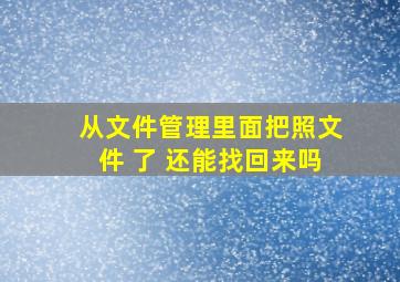 从文件管理里面把照文件 了 还能找回来吗